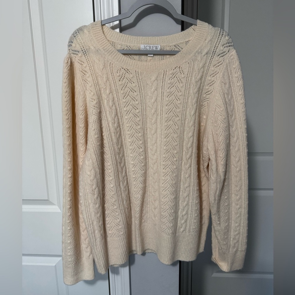 JCrew cream knit sweater, never worn. Size XXL fits like XL